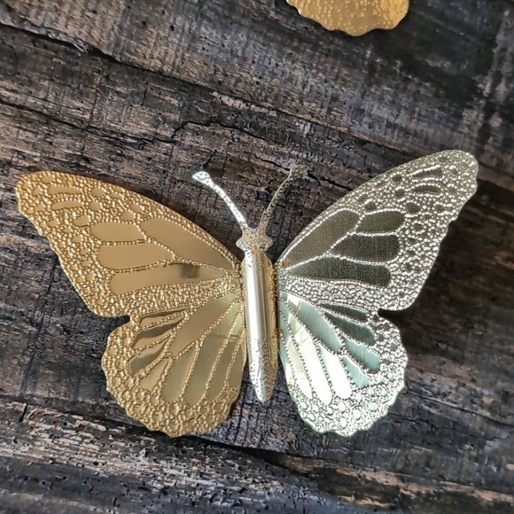 🦋Vintage Brass Home Interior Butterflies Set of Three - Picture 4 of 8
